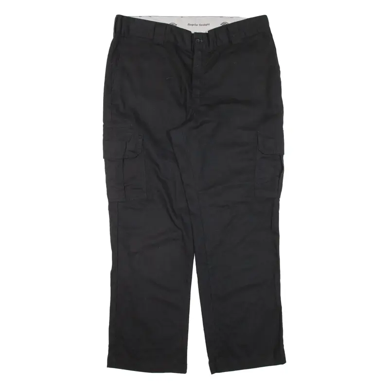 DICKIES Cargo Workwear Mens Trousers Black Regular Straight W36 L28