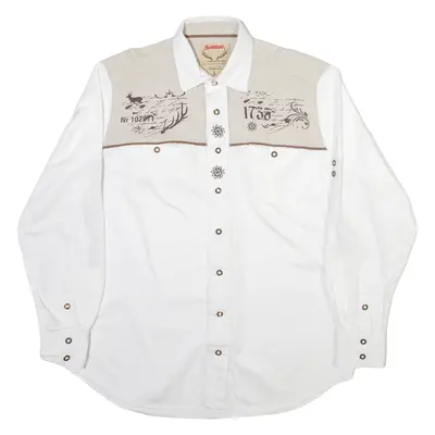 LANDHAUS Mens Plain Shirt White Long Sleeve L