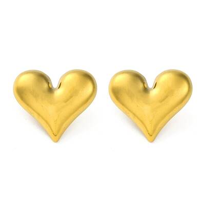 Ion Plating(IP) 304 Stainless Steel Heart Stud Earrings