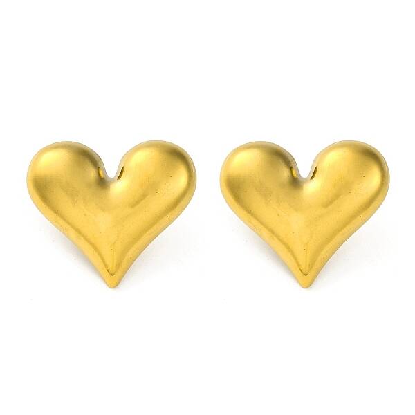 Ion Plating(IP) 304 Stainless Steel Heart Stud Earrings