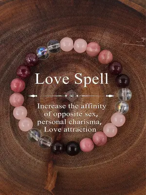 Natural Garnet Crystal Beaded Bracelet with Love Spell, Enhance Personal Charm, Attract Love Energy, Spiritual Jewelry Gift f...