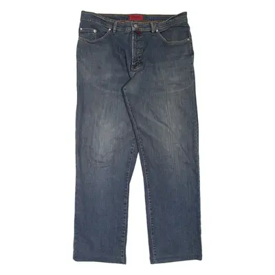 PIERRE CARDIN Mens Jeans Blue Relaxed Straight Stone Wash W36 L32