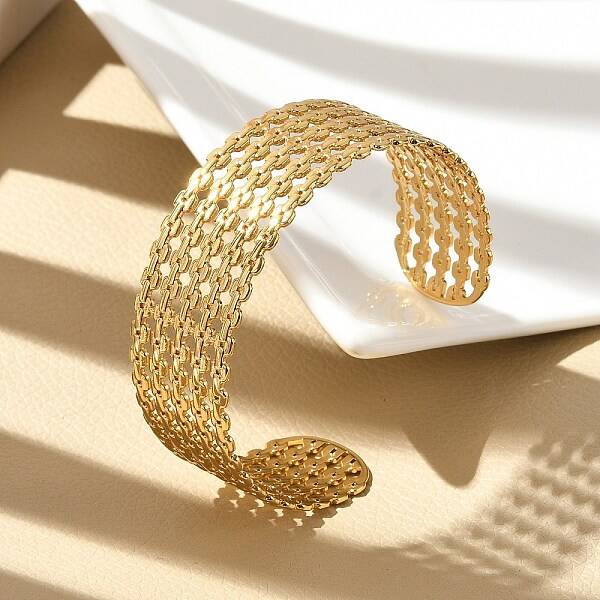 Hollow Out 304 Stainless Steel Cuff Bangles for Women