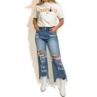 Wild and Free Wide leg Distressed Jeans