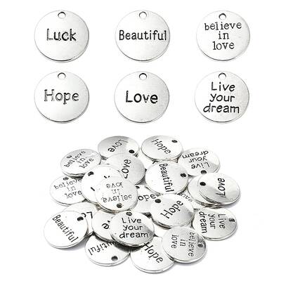 30Pcs 6 Styles Tibetan Style Alloy Pendants