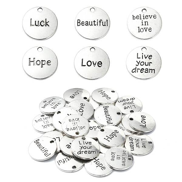 30Pcs 6 Styles Tibetan Style Alloy Pendants