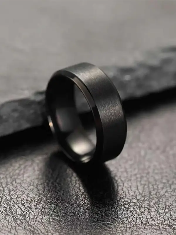 Minimalist Style Stainless Steel Ring, 1 Piece Plain Frosted Ring for Men and Women, Fashion Versatile Accessory for Daily We...