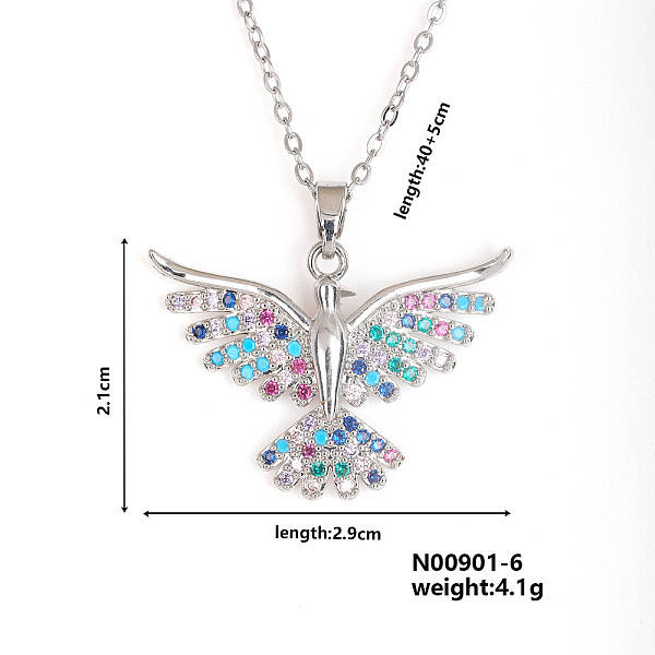 Fashionable European and American Style Brass Rhinestone Pendant Necklace with Cable Chain for Women Girl