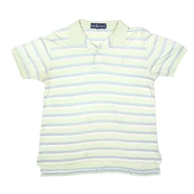 RALPH LAUREN Polo Shirt Green Striped Short Sleeve Boys M