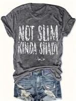 Women's Letter Print Round Neck Shortsleeve Tee, Fashion Casual Crew Neck T-Shirt for Daily Holiday Vacation Outdoor Wear, L...