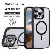 Metal Camera Magnetic Case,Clear Magnetic Case with Camera Kickstand for iPhone 16 15 14 13 12 Pro Max Compatible with Mag Sa...
