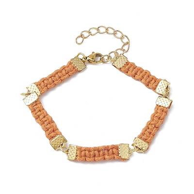 Braided Waxed Polyester Rectangle Link Chain Bracelets