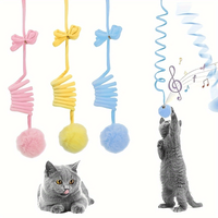 3pcs Whimsical Pom Pom Interactive Plush Toy - Funny Hanging Spring Ball for Endless Entertainment and Exercise - Perfect for...