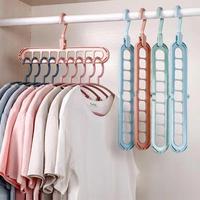 9 Holes Clothes Hanger, 5 Counts Foldable Clothes Hanger, Space Saving Clothes Drying Rack, Clothes Organizer for Home Bedroo...