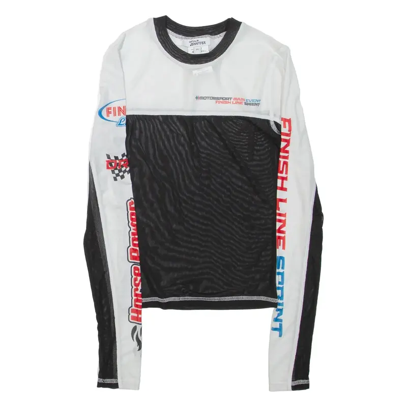 DON'T CALL ME JENNYFER Sheer Womens Printed Top White Long Sleeve XS