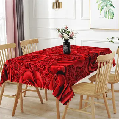 Paved Red Rose Valentines Day Rectangle Tablecloth - Aperturee