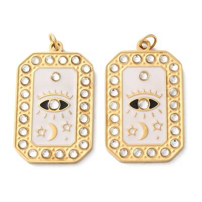 Ion Plating(IP) 304 Stainless Steel Rhinestone Enamel Pendants