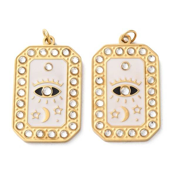 Ion Plating(IP) 304 Stainless Steel Rhinestone Enamel Pendants