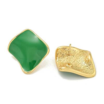 PVD Vacuum Plating 304 Stainless Steel & Enamel Stud Earrings for Women