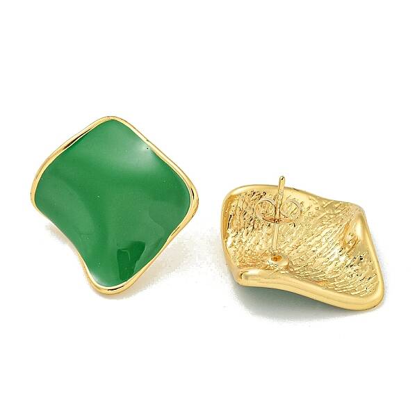 PVD Vacuum Plating 304 Stainless Steel & Enamel Stud Earrings for Women