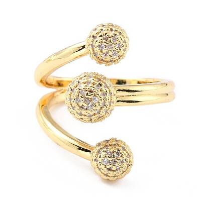 Brass Micro Pave Clear Cubic Zirconia Cuff Rings
