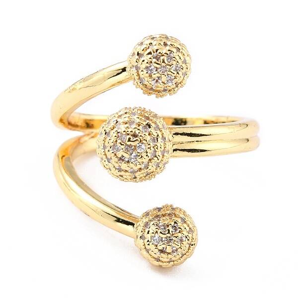 Brass Micro Pave Clear Cubic Zirconia Cuff Rings