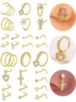 Elegant Heart & Flower Design Nose Ring, Fashionable Nose Piercing Jewelry for Women & Girls, Trendy All-match & Exquisite Je...