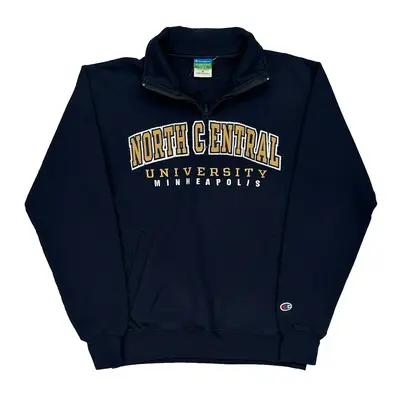 North Central University Minneapolis Champion College 1/4 Zip - Medium Navy Cotton Blend | Size: medium