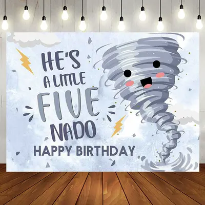 Little Five Nado Typhoon Day Happy Birthday Backdrop - Aperturee