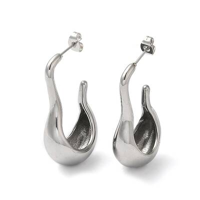 Non-Tarnish 304 Stainless Steel Twist Teardrop Stud Earrings