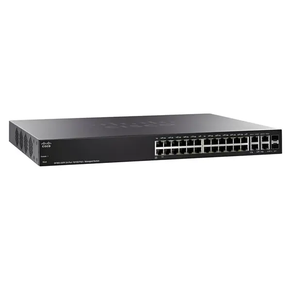 Cisco SF300-24PP-K9 | Business 300 Series 24 x Ports 10/100/1000Base-T + 2 x PoE+ Layer 2 Managed Gigabit Ethernet Network Sw...