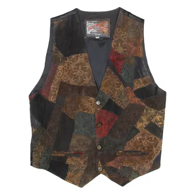 CJ JEAN Mens Blazer Waistcoat Brown Leather Patchwork L
