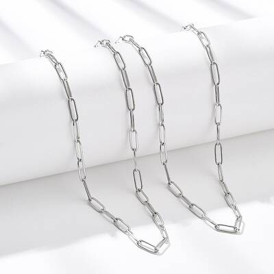 3.5MM 304 Stainless Steel Paperclip Chain Necklaces