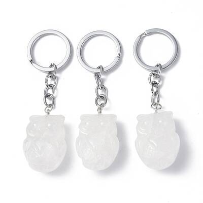 Natural Quartz Crystal Pendant Keychains