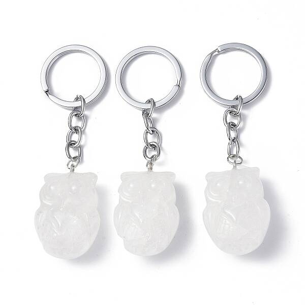 Natural Quartz Crystal Pendant Keychains