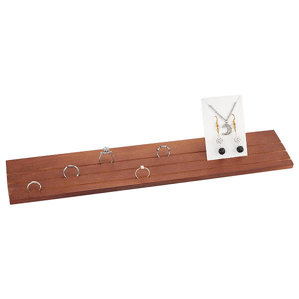 3-Slot Rectangle Wood Earring Cards Display Stands