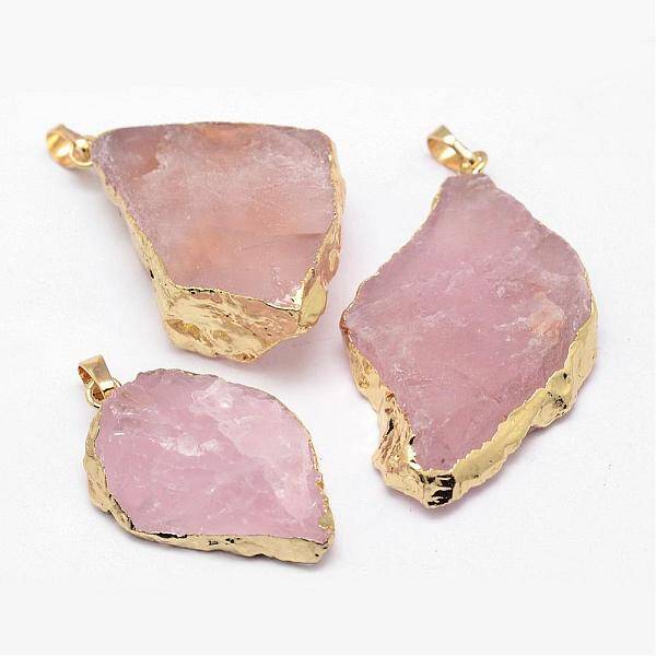 Natural Madagascar Rose Quartz Crystal Pendants