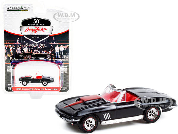1967 Chevrolet Corvette Convertible Black with Red Stripe and Red Interior (Lot 1367) Barrett Jackson \