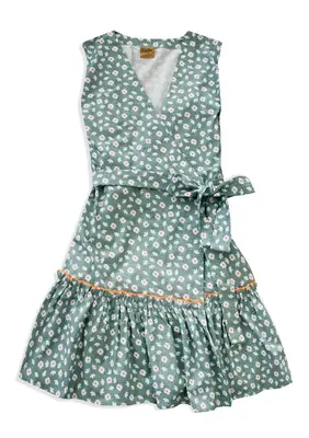 Women wrap dress - Green flowers | Size: L