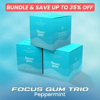 3x Neuro Energy Caffeine Gum Peppermint - Sugar Free Nootropics for Energy & Focus with L-Theanine, Caffeine, Vitamin B12 & B...