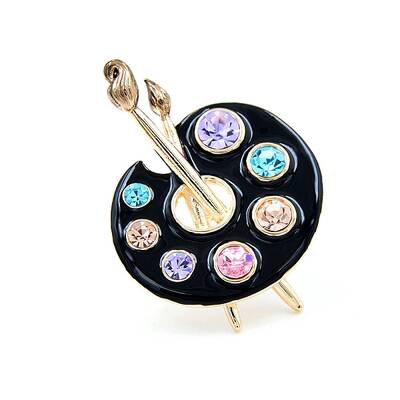 Palette Alloy Rhinestone Brooches for Painting Lovers