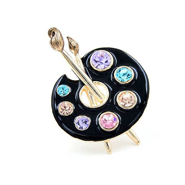 Palette Alloy Rhinestone Brooches for Painting Lovers