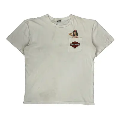 Northwoods Harley Davidson Graphic T-Shirt - XL White Cotton