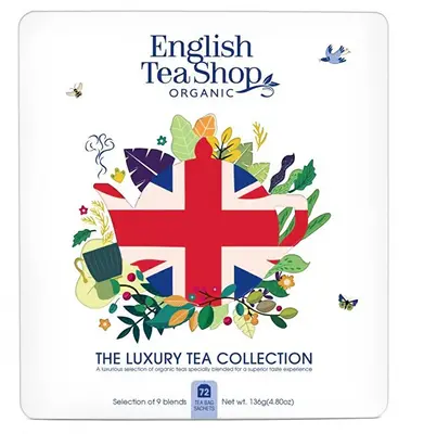 English tea shop Union Jack White Gift Set in BIO Tin 72 Bags