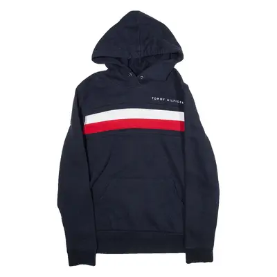 TOMMY HILFIGER Womens Blue Hoodie S
