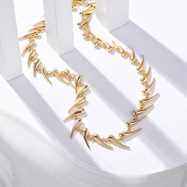 Rack Plating Brass Teardrop Link Chain Necklaces for Women