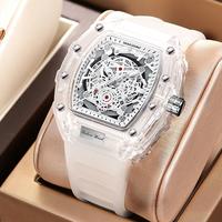Men's Luxury Barrel-shaped Transparent Waterproof Quartz Watch for Outdoor, Back to School, Parties, Daily & Fall. Ideal Birt...