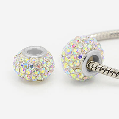 Resin Rhinestone European Beads
