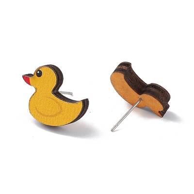 Natural Wood Stud Earrings
