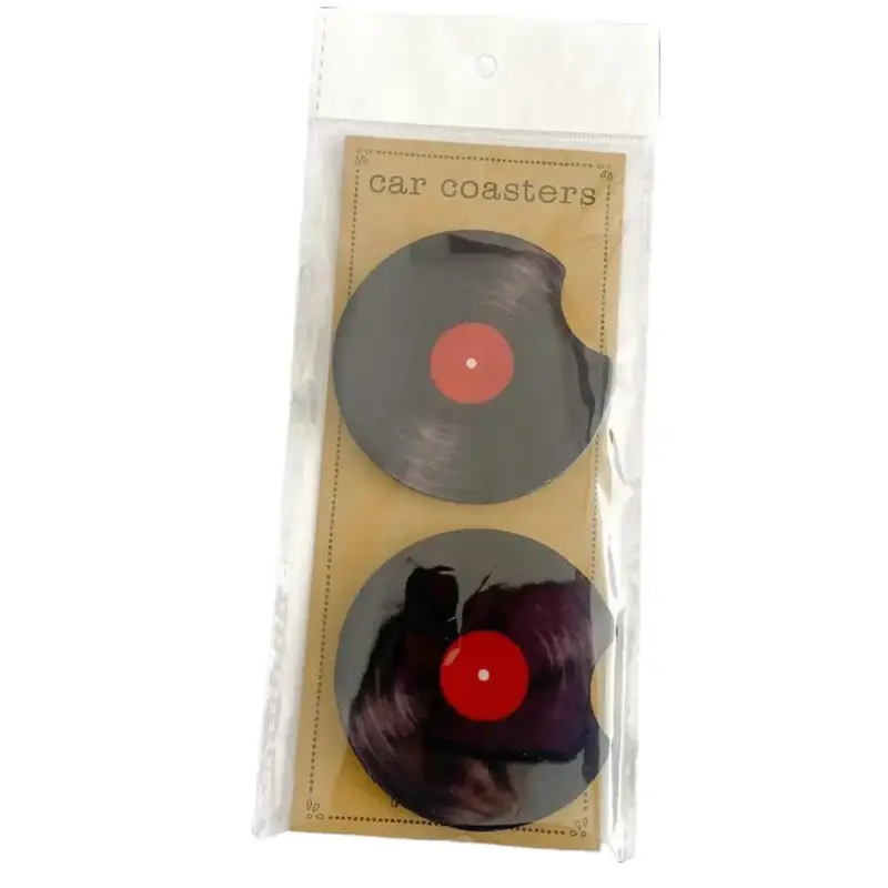 Vinyl Record Music Coaster Cute Car Coasters, Set of 2, Cute Aesthetic Car Coasters, New Car Gift, Gifts for Her, Coasters fo...
